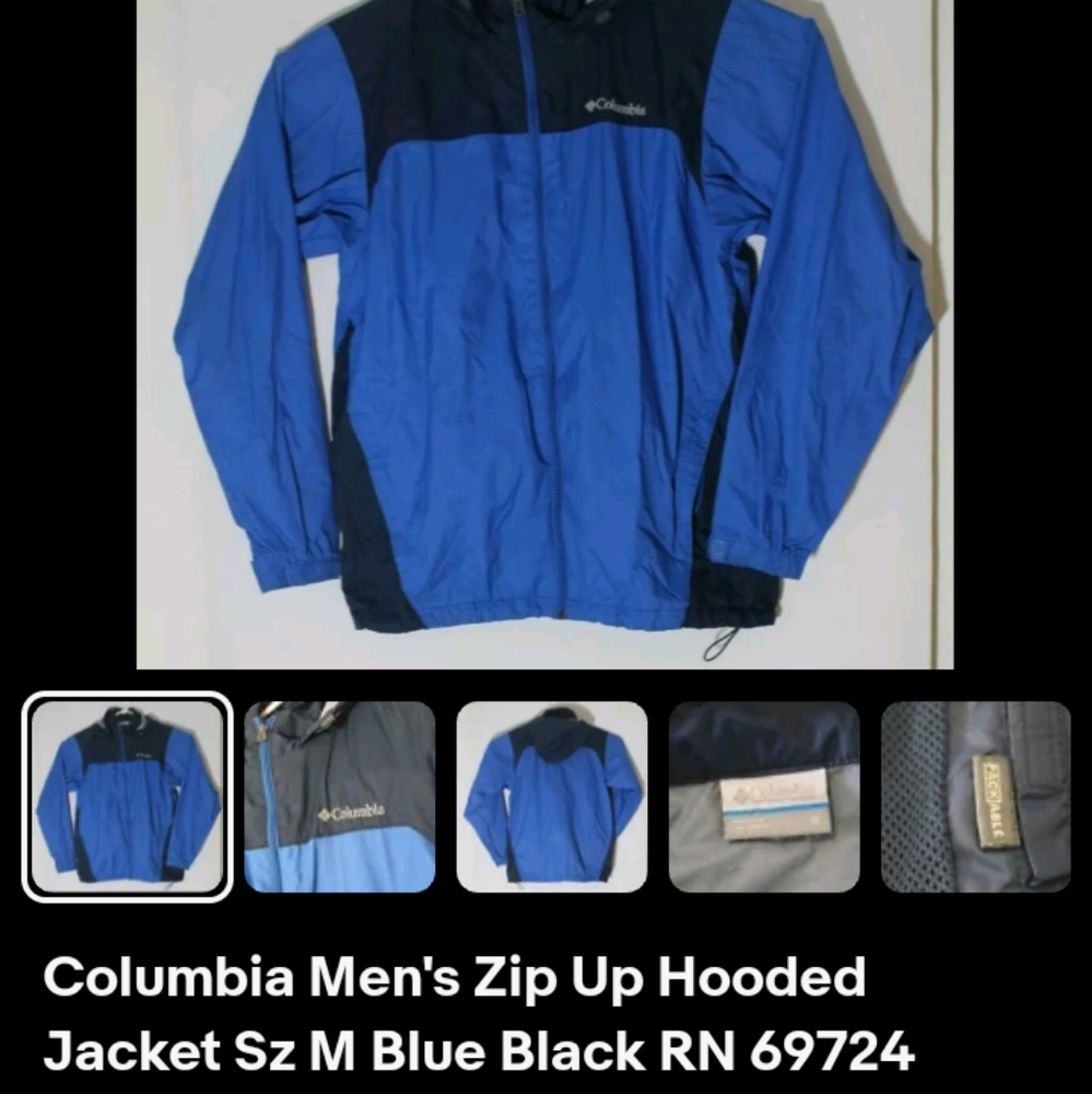 Columbia windbreaker/rain zip up jacket. size M